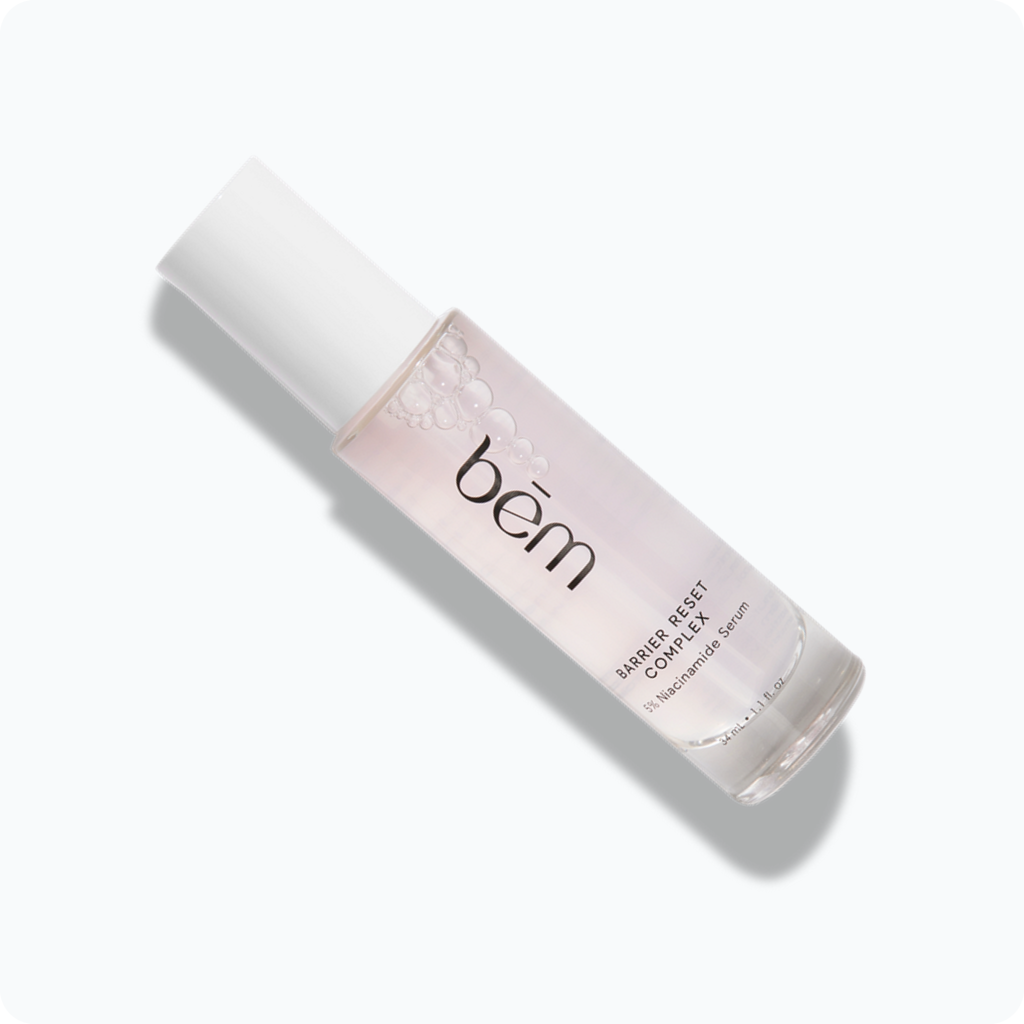 Bēm Skincare serum bottle on a white background