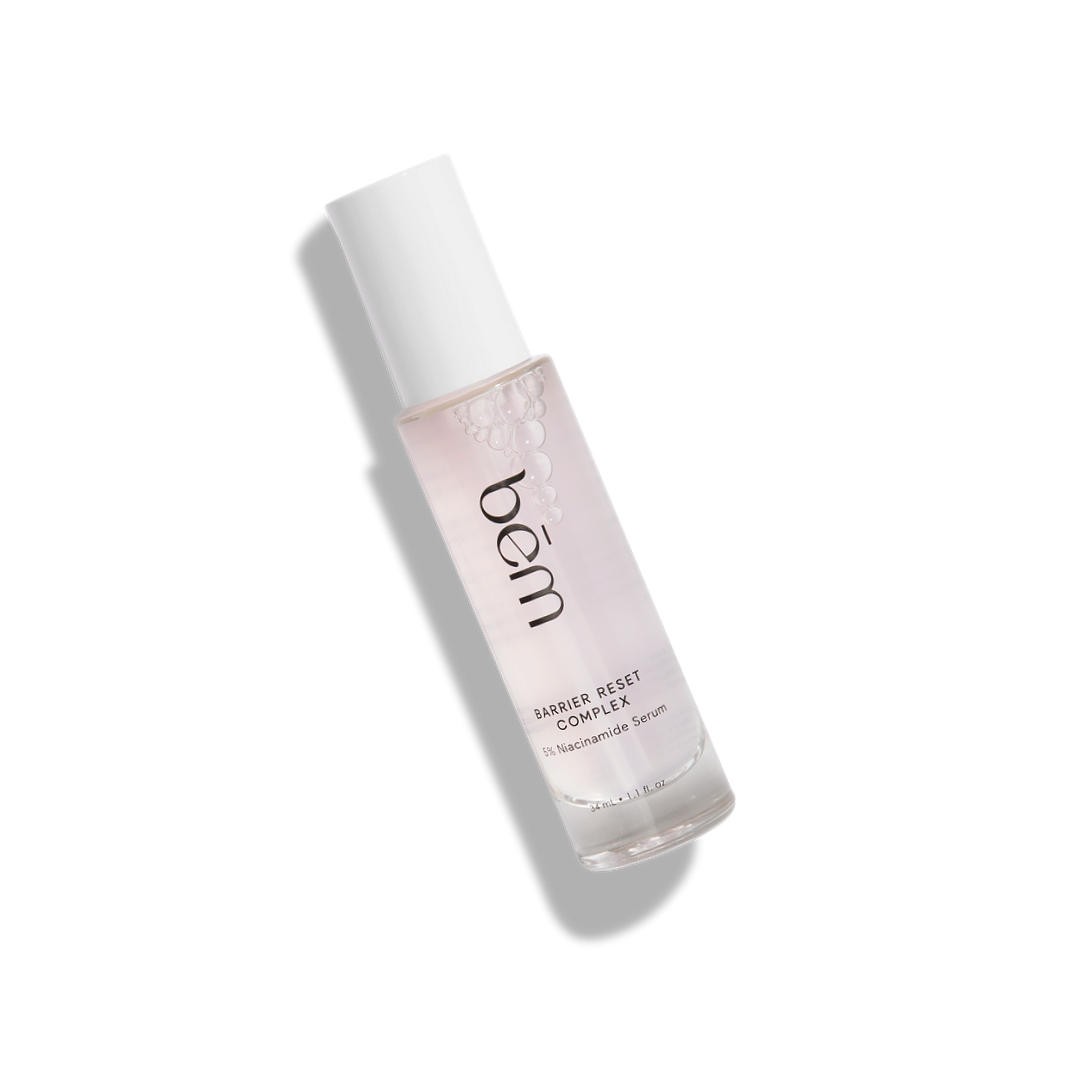 Barrier Reset Complex serum bottle on light background