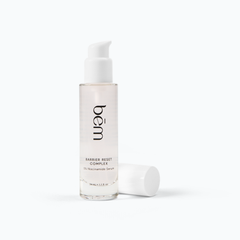 Bēm's Barrier Reset Complex serum bottle on a neutral background
