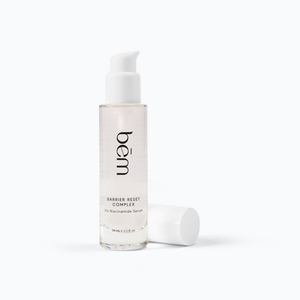 Bēm's Barrier Reset Complex serum bottle on a neutral background