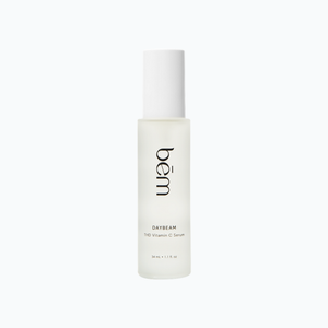 Bēm's Daybeam serum bottle on a neutral background