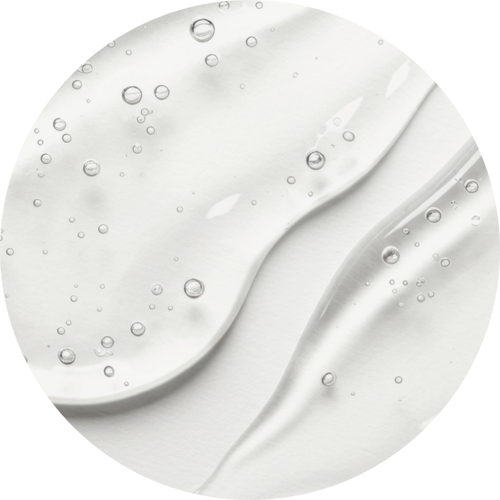 Clear serum with bubbles on a white background