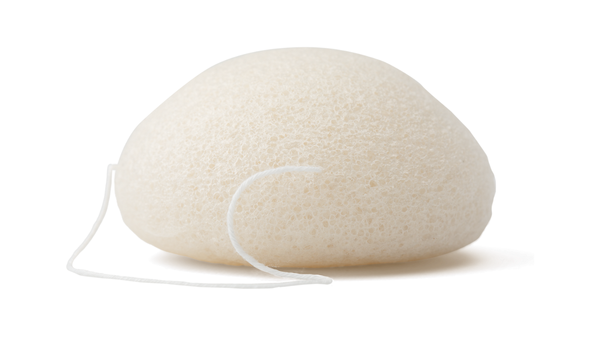 White konjac facial sponge on a white background