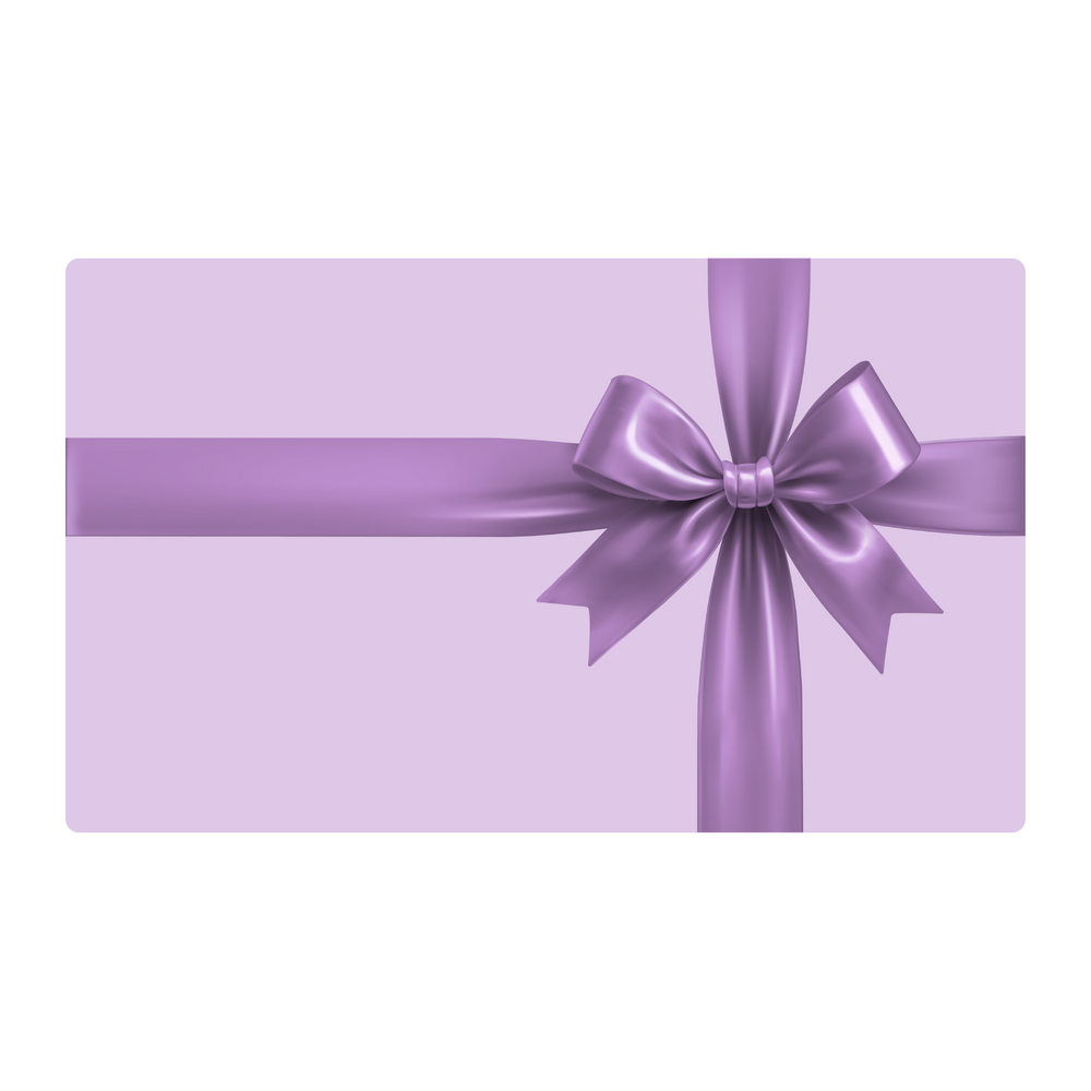 Purple gift card with matching bow