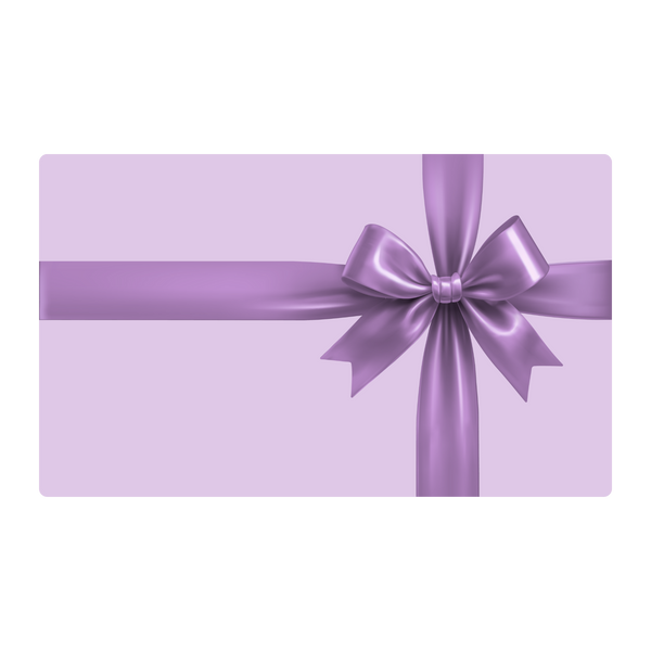 Purple gift card with matching bow