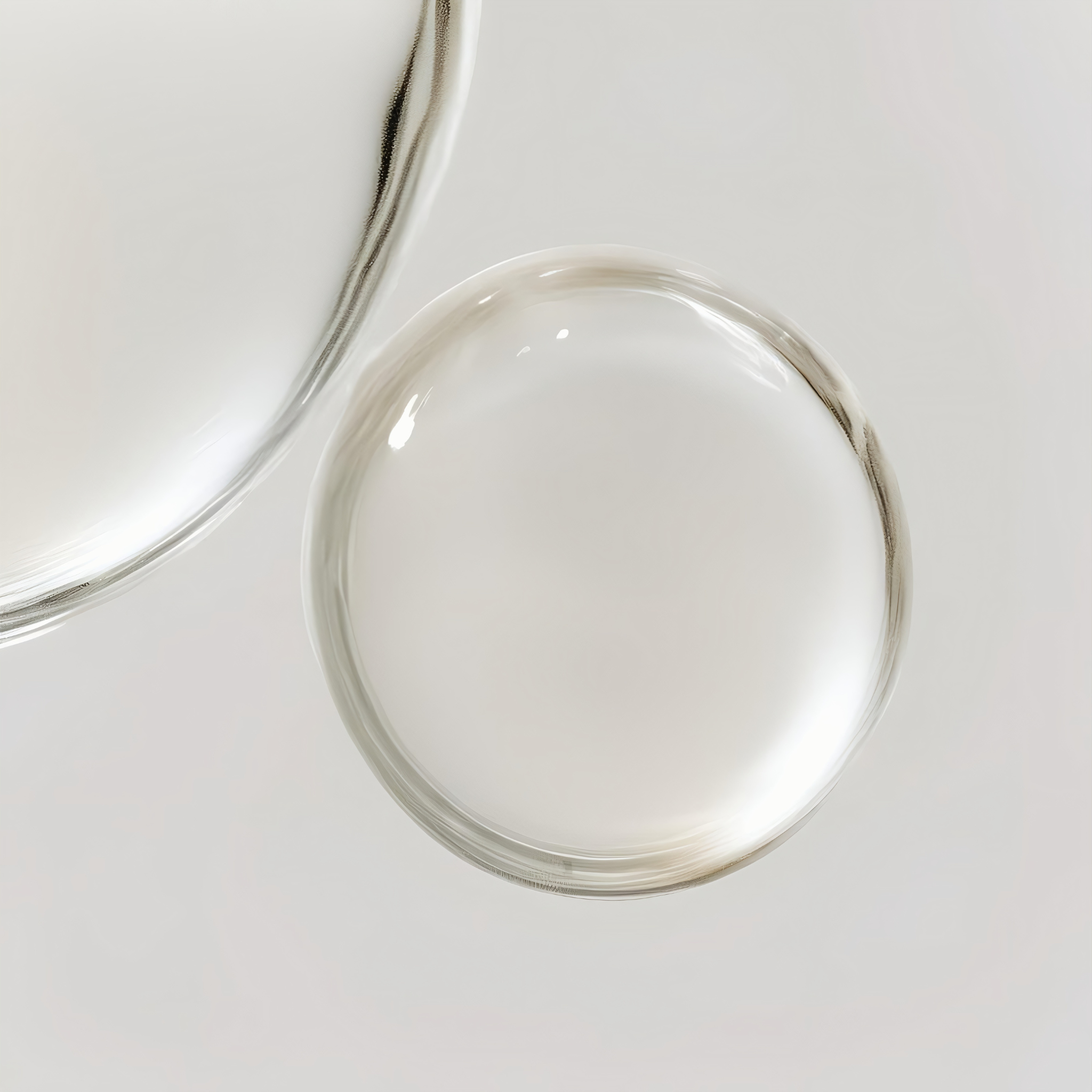 Close-up of a oil serum droplet on a light gray background