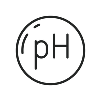 monoline icon of bubble with letters 'pH' inside on a white background